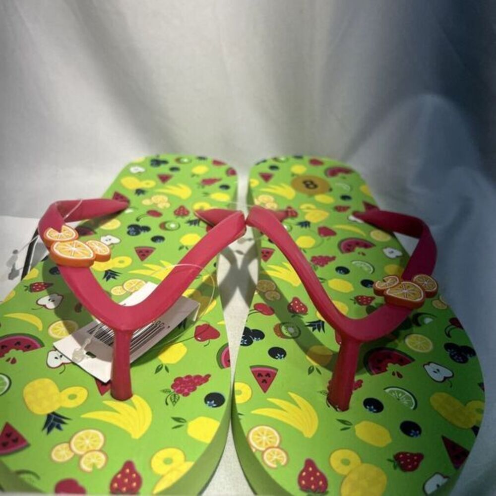 New Authentic Disney World Park Merchandise Mickey Mouse Fruit Flip Flops Wmn 8 - Picture 2 of 6